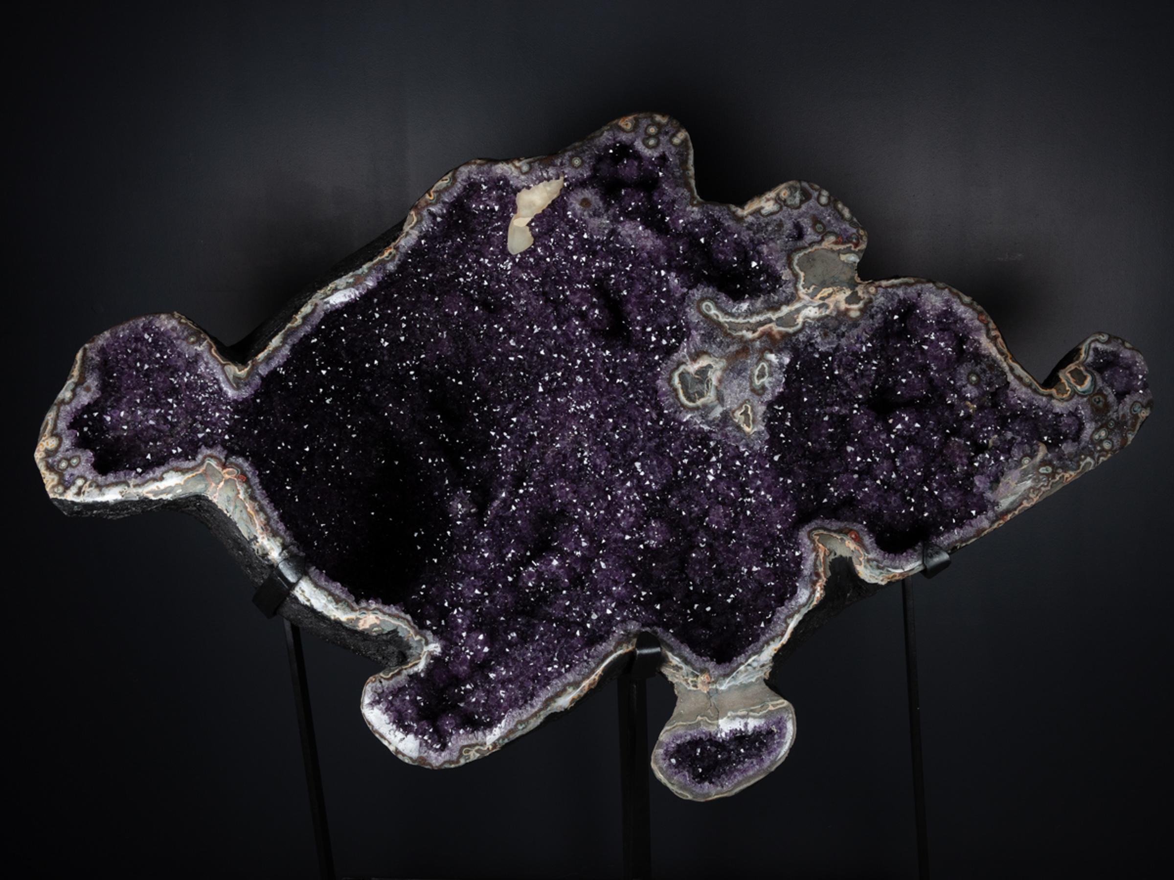 XL Amethyst 'fish' on metal base - 5866cb8e 1fa6 47b6 926c 08b236818f89 - A0008