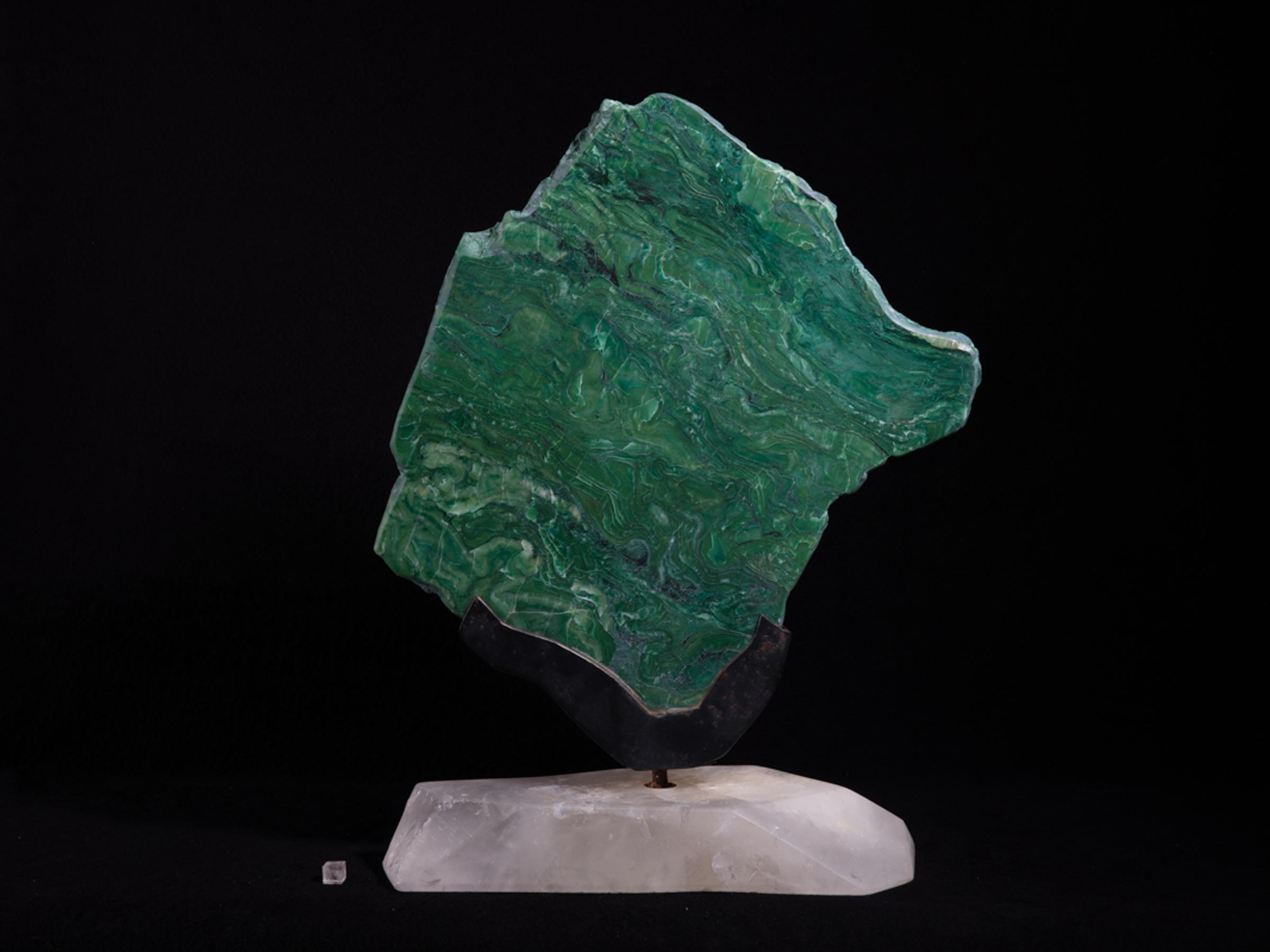 Green quartz front polished on rock crystal base - St1galleryv0339 6911 - V0339