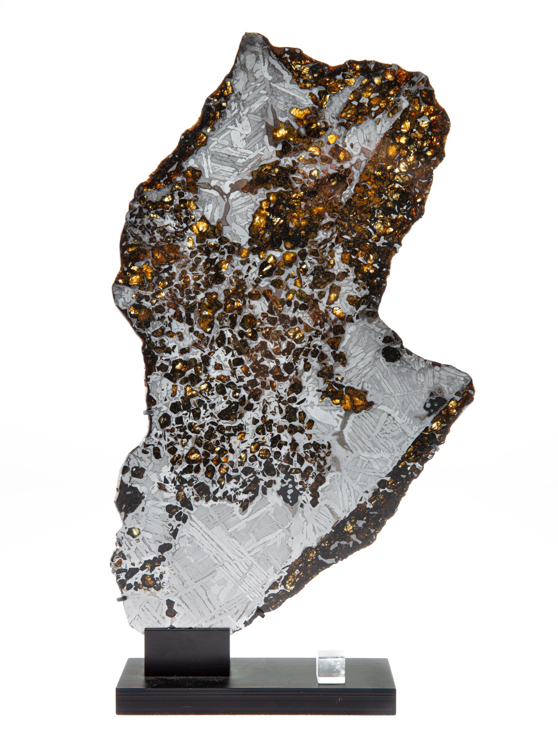 Seymchan pallasite on metal base - St1m0011 2 - M0011