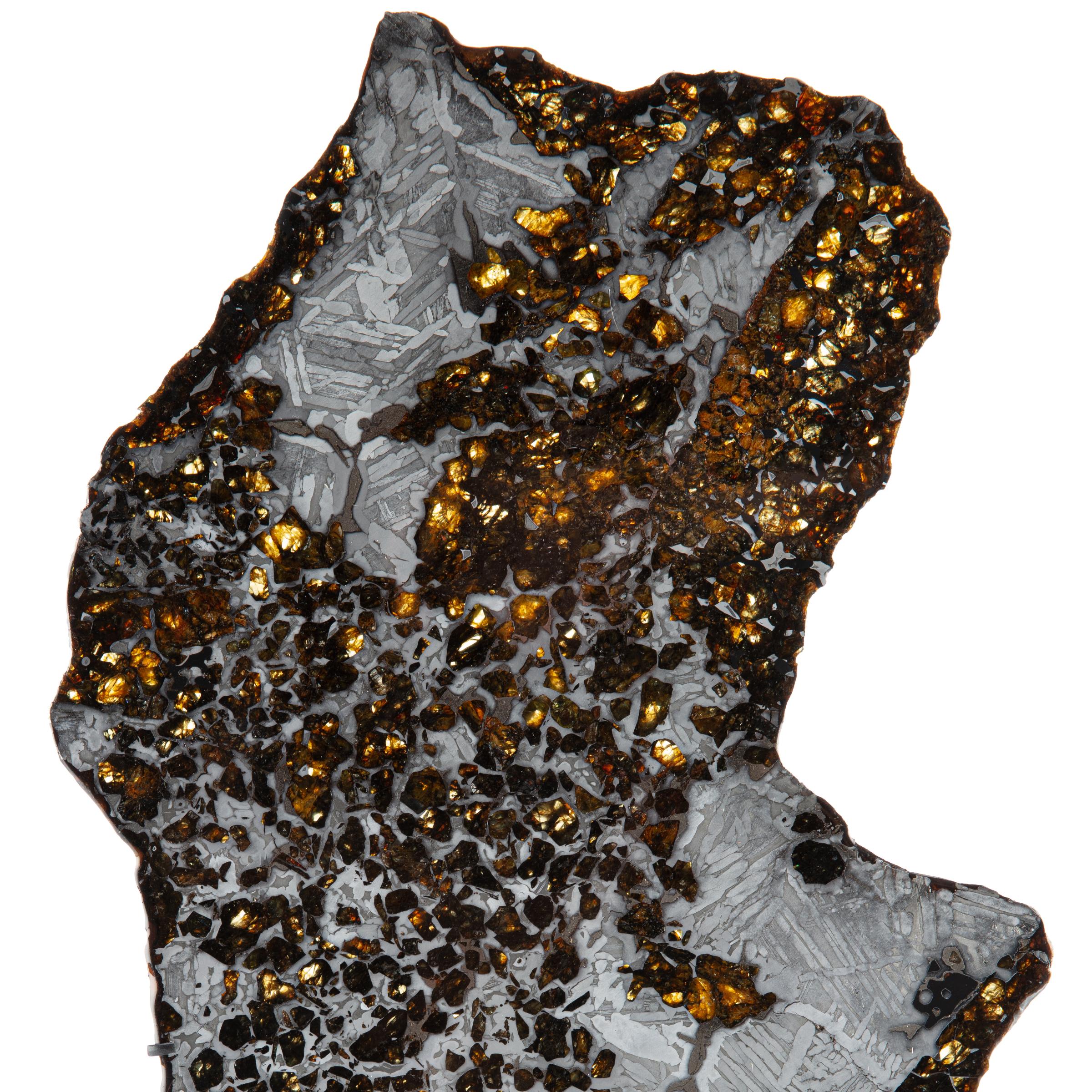 Seymchan pallasite on metal base - St1m0011 - M0011