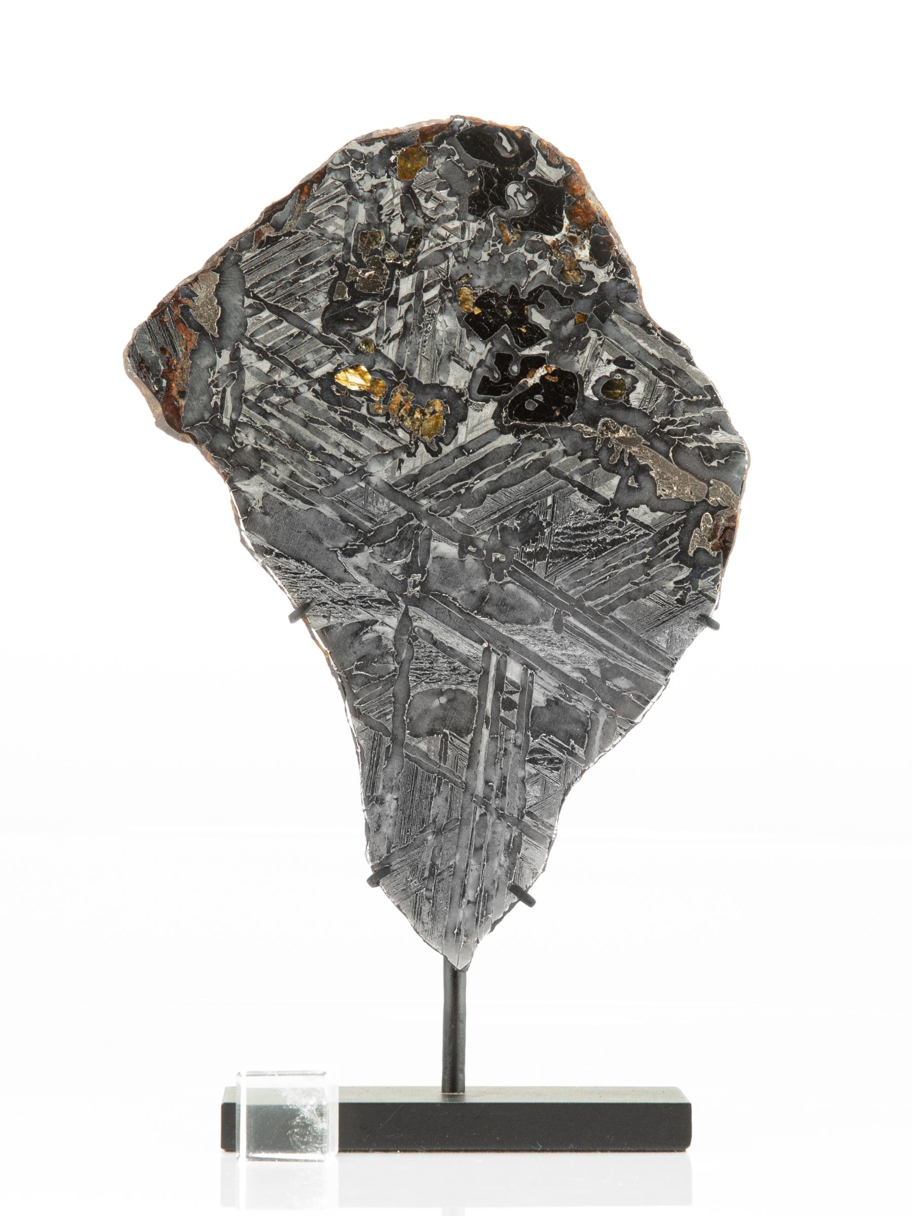 Pallasite on metal base - St1m0024 - M0024