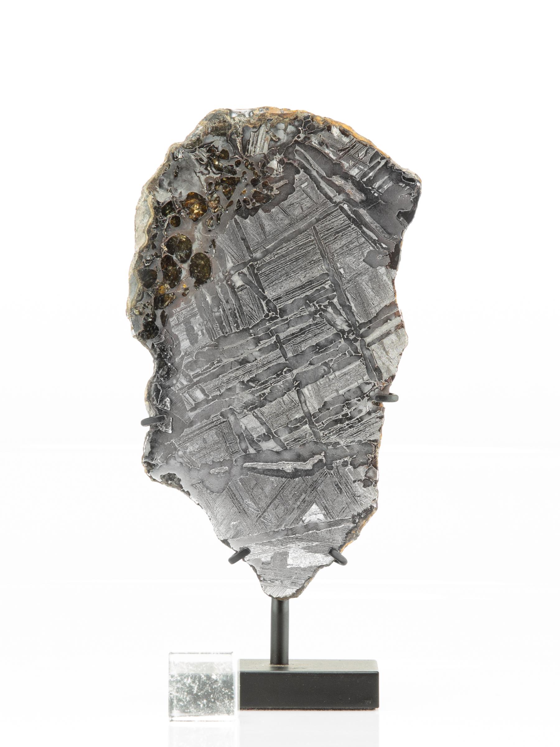 Pallasite on metal base - St1m0028 - M0028