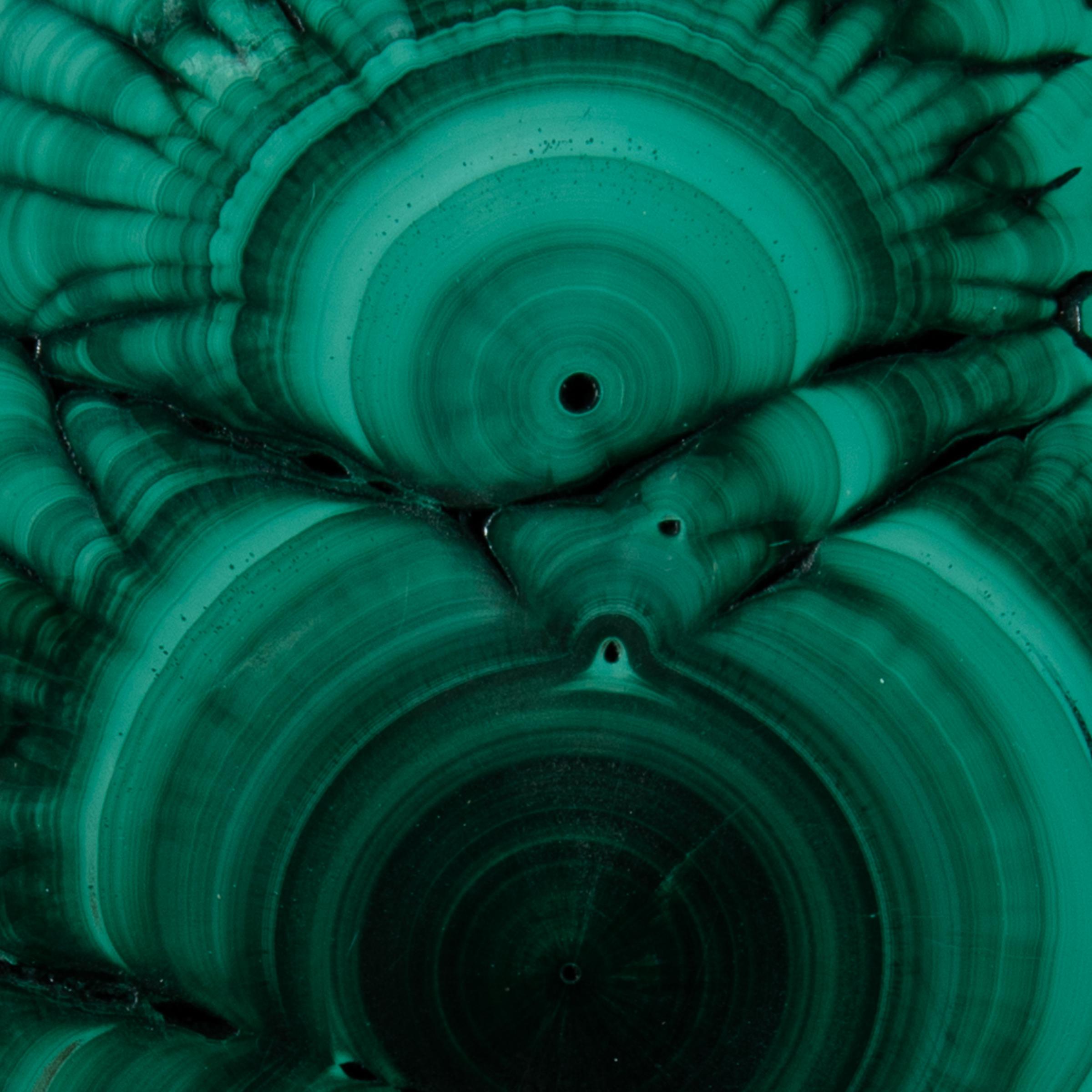 Slice of malachite on custom made metal base - St1v0306 7864 - V0306