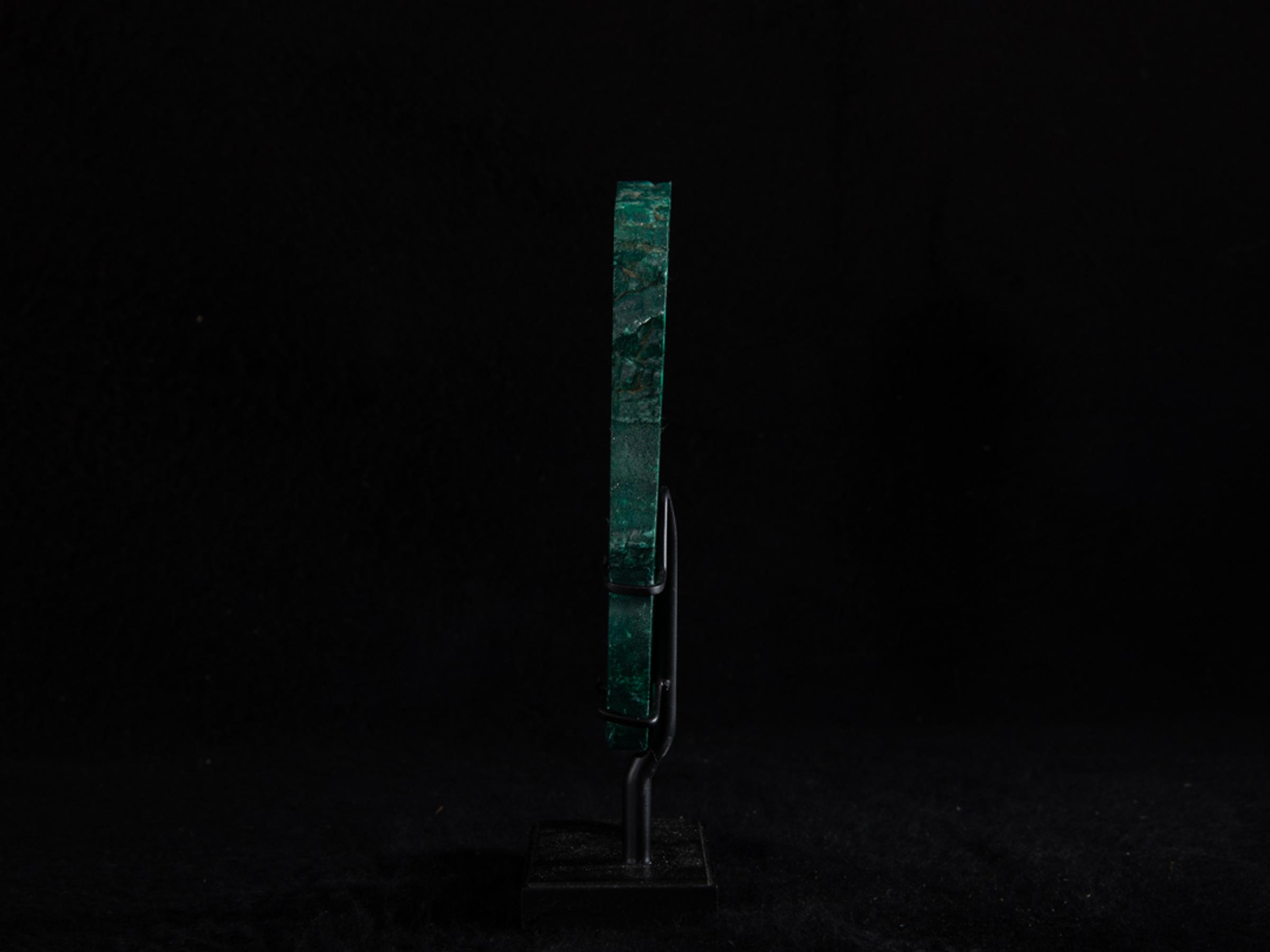 Slice of malachite on custom made metal base - St1v0306 7866 - V0306