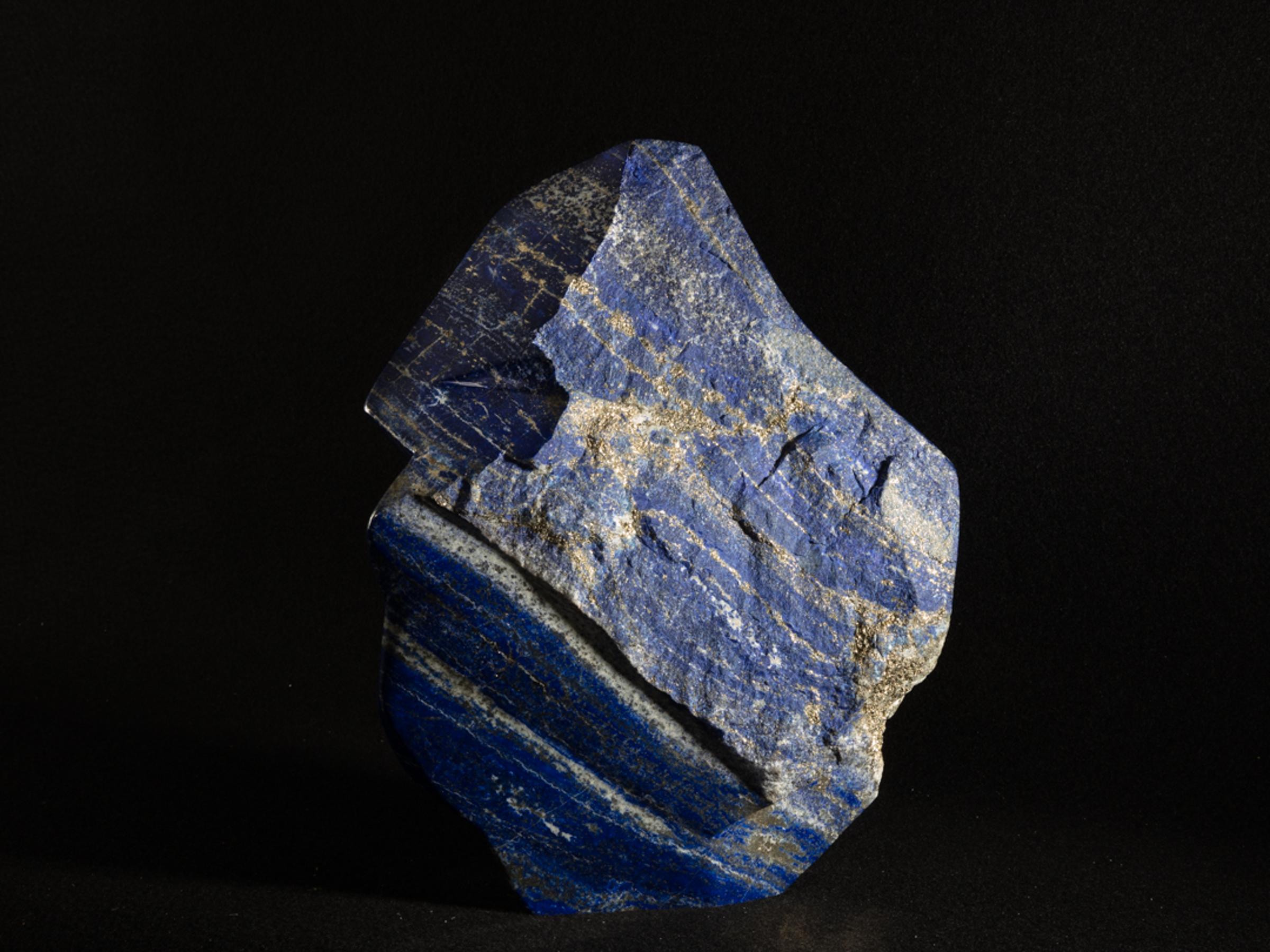 Lapis Lazuli partly polished freeform with pyrite - Stonegalleryo0180 5 - O0180