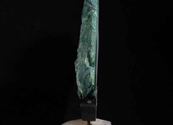 Green quartz front polished on rock crystal base - St1galleryv0339 6914 - V0339