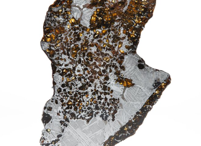 Seymchan pallasite on metal base - St1m0011 2 - M0011