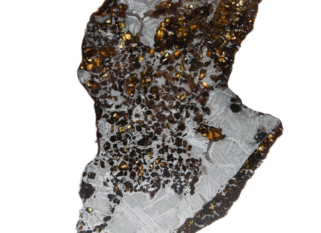 Seymchan pallasite on metal base - St1m0011 3 - M0011