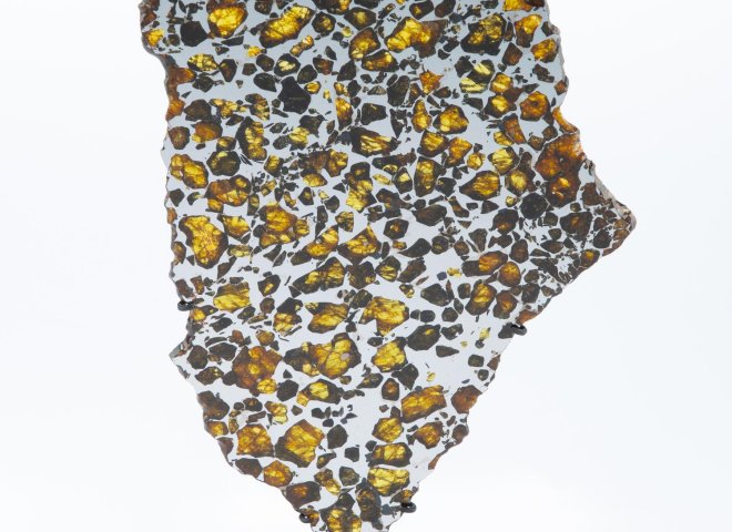 Pallasite on metal base - St1m0031 2 - M0031