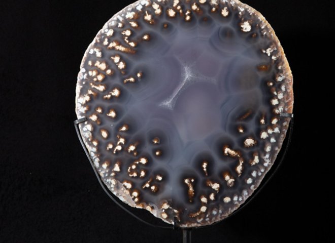 Agate slice on metal base - St1v0289 5965 - V0289