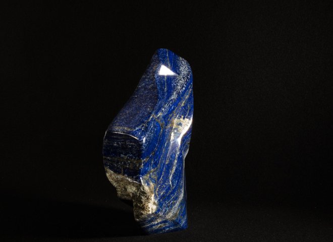Lapis Lazuli partly polished freeform with pyrite - Stonegalleryo0180 3 - O0180